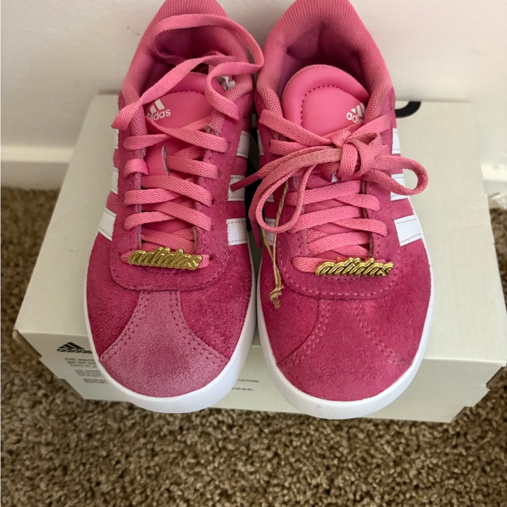 Adidas Kids Fuchsia and White Sneakers